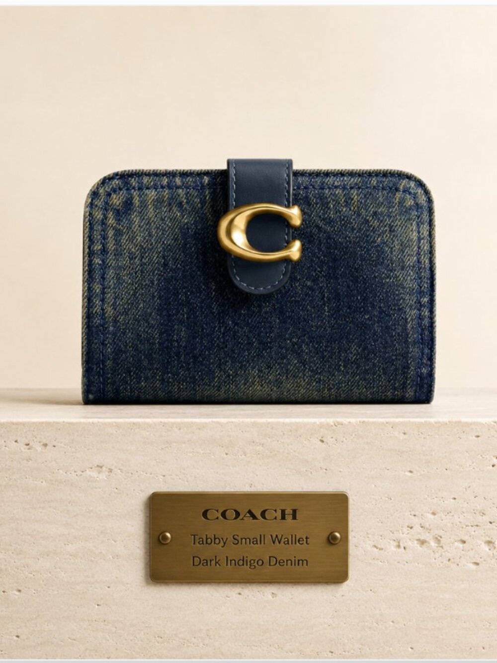 Coach Tabby Small Wallet Dark Indigo Quilted Denim Leather Gold Hardware NWT